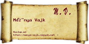 Mánya Vajk névjegykártya